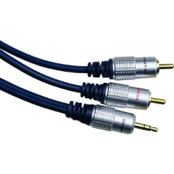 CABLE 2 x 1 PREMIUM, 1 MACHO 3,5MM STEREO A 2 RCA MACHO 90CM